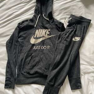 Nike charcoal Hoodie and Sweatpants Set